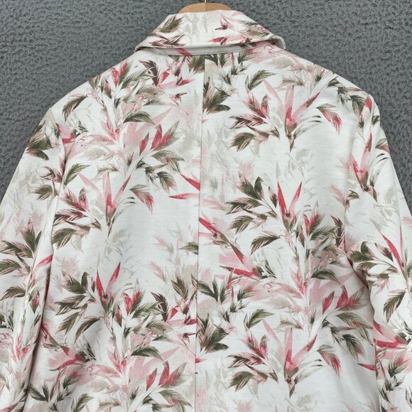 Chicos Jacket Womens 1 US Small Summer Grove Ivory Pink Floral Button Up Collar - Picture 4 of 12